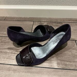 Franco Sarto Dark Purple Peep Toe Heels